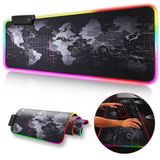 CoverZone Büyük World Map Desenli Işıklı 80x30 cm Pad Oyuncu Rgb Mousepad & Klavye Pad