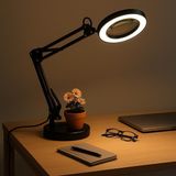Coverzone Büyüteçli Masa Lambası USB Güç Bağlantılı 10X Büyütmeli LED Işıklı Masaüstü Lamba 360 Derece Dönebilen Başlıklı Ayarlanabilir Parlaklık Seviyeli Esnek Kollu Çalışma Lambası | FLB06