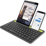 Coverzone C380 Çift Bluetooth Bağlantılı Taşınabilir İnce Tasarım IPad İle Uyumlu Telefon Tutuculu Tablet Tutuculu Çoklu Bağlantılı Bluetooth Klavye (Siyah)