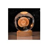 Coverzone Cam Küre Işıklı Göz Yormayan Masaüstü Aydınlatma Gece Lamba Dekoratif Salon 6cm x 6cm KARAHİNDİBA