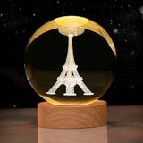 Coverzone Cam Küre Işıklı Göz Yormayan Paris Eyfel Kulesi Motifli Masaüstü Aydınlatma Gece Lambası Dekoratif Çocuk Odası Salon Yatak Odası Lamba 6cm x 6cm (Eyfel Kulesi)