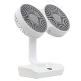 Coverzone Çift Başlı Taşınabilir USB Şarjlı Fan, LED Gece Lambası ve 5000mAh Pil ile Uzun Çalışma Süresi, Ayarlanabilir Hız ve 270° Dönebilir Kafalar, Ev, Ofis, Kamp için İdeal (CZ-01X - Beyaz)