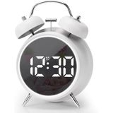 Coverzone Çift Çanlı Dijital Alarm Saati – 70dB Yüksek Sesli, LED Ekranlı, Sıcaklık ve Tarih Gösterimli, Sessiz Çalışma, Gece Işıklı, Sesle Kontrol, Retro & Modern Tasarım | HL-8891A - Beyaz