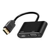 Coverzone Çoklayıcı Adaptör 2 in 1 DP To VGA HDMI Kasa Bilgisayar Uyumlu Çevirici Adaptör Çok Portlu Çoklayıcı 2in1 Displayport to VGA HDMI ZR723