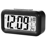 Coverzone Dekoratif Dijital Alarmlı Saat, 12/24 Dönüştürme Gece Görüşlü Yatak Başucu Saati Masa Saati Led Ekran Pilli Çalar Saat 13 x 4.5x 7.5cm (Siyah)