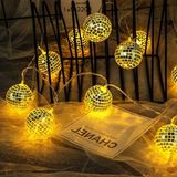 Coverzone Dekoratif LED Işık 2 Metre Mini Disko Topu Süsleme Pilli 10'lu LED - Çok Renkli - Siyah - Plastik