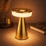 Coverzone Dekoratif Masa Lambası Type-C Şarjlı Kablosuz LED Gece Lambası Dokunmatik Açma Kapama Modern Tasarım Ortam Aydınlatma Masa Üstü Işık Ev Ofis Kullanımı 19cm x 12cm | PC8235 (Gold)