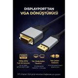 Coverzone DisplayPort to VGA Dönüştürücü Kablo 1080p 60Hz Full HD Monitör Projeksiyon Uyumlu | ZR1161
