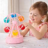 Coverzone Dönme Dolap Müzik Kutusu, 10 x 16cm, Kurmalı Melodili Ferris Wheel Müzik Kutusu, Pasta Üstü Doğum Günü Süsü, Çocuk Odası Dekoru, Dönen Oyuncak, Saklama Bölmeli Dekoratif | MK87 (Pembe)