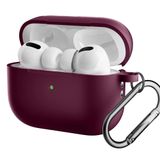Coverzone For AirPods Pro 2 ile uyumlu Kılıf Silikon Tam Koruma Kancalı Anahtarlık Comely For Apple Airpods Pro 2 ile Uyumlu Silikon Kılıf Bordo