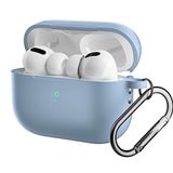 Coverzone For AirPods Pro 2 ile uyumlu Kılıf Silikon Tam Koruma Kancalı Anahtarlık Comely For Apple Airpods Pro 2 ile Uyumlu Silikon Kılıf Mint Açık Mavi