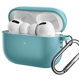 Coverzone For AirPods Pro 2 ile uyumlu Kılıf Silikon Tam Koruma Kancalı Anahtarlık Comely For Apple Airpods Pro 2 ile Uyumlu Silikon Kılıf Mint Yeşil