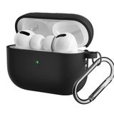 Coverzone For AirPods Pro 2 ile uyumlu Kılıf Silikon Tam Koruma Kancalı Anahtarlık Comely For Apple Airpods Pro 2 ile Uyumlu Silikon Kılıf Siyah
