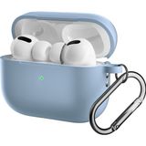 CoverZone For Airpods Pro 2 ile Uyumlu Kılıf Silikon Tam Koruma Kancalı Anahtarlık Comely Silikon Kılıf - Açık Mavi