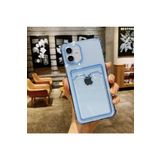 Coverzone Galaxy A02 Kılıf Kart Gözlü Antishock Köşeli Kamera Korumalı Cardcase Silikon Antrasit Mavi