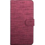 Coverzone Galaxy A12 Standlı Kartvizitli Ve Para Gözlü Kumaş Desen Cüzdan Kılıf Koyu Pembe