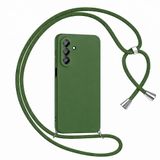 Coverzone Galaxy A55 ile Uyumlu Özel Üretim Ayarlanabilir İpli Boyun Askılı Silikon Kılıf Kadife İç Yapılı Viper Boyun Çapraz Taşıma Özellikli Asılabilen İpli Telefon Kılıfı Haki