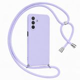 Coverzone Galaxy A55 ile Uyumlu Özel Üretim Ayarlanabilir İpli Boyun Askılı Silikon Kılıf Kadife İç Yapılı Viper Boyun Çapraz Taşıma Özellikli Asılabilen İpli Telefon Kılıfı Lila