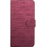 Coverzone Galaxy S21 Standlı Kartvizitli Ve Para Gözlü Kumaş Desen Cüzdan Kılıf Koyu Pembe