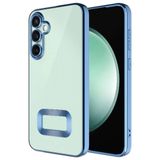Coverzone Galaxy S23 FE İle Uyumlu Kılıf Lens Camını Koruyan Çıkıntılı Logo Gösteren Lazer Parlak Kenar Colored Z-Omega Kapak (Sierra Mavi)