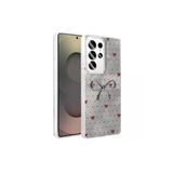Coverzone Galaxy S23 Ultra İle Uyumlu Figürlü Ponti Silikon Telefon Kılıfı Gümüş Kurdele