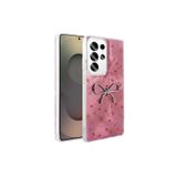 Coverzone Galaxy S23 Ultra İle Uyumlu Figürlü Ponti Silikon Telefon Kılıfı Pembe Kurdele