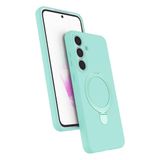 Coverzone Galaxy S24 Fe ile uyumlu Kılıf MagSafe ile uyumlu Z-Samara Kapak Wireless Şarj Özellikli Stand Olabilen S24 Fe kilif Su Yeşili