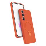 Coverzone Galaxy S24 Fe ile uyumlu Kılıf MagSafe ile uyumlu Z-Samara Kapak Wireless Şarj Özellikli Stand Olabilen S24 Fe kilif Turuncu