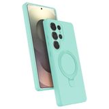 Coverzone Galaxy S24 Ultra ile uyumlu Kılıf MagSafe ile uyumlu Z-Samara Kapak Wireless Şarj Özellikli Stand Olabilen S24 Ultra kilif Su Yeşili