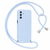 Coverzone Galaxy S25 ile Uyumlu Özel Üretim Ayarlanabilir İpli Boyun Askılı Silikon Kılıf Kadife İç Yapılı Viper Boyun Çapraz Taşıma Özellikli Asılabilen İpli Telefon Kılıfı Bebek Mavisi