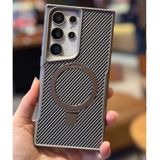 Coverzone Galaxy S25 Ultra ile uyumlu Kılıf Karbon Fiber Görünümlü Magsafe ile uyumlu Stand olabilen Carbon Case Tam Gövde Koruyucu Telefon Kılıfı Gray