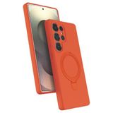 Coverzone Galaxy S25 Ultra ile uyumlu Kılıf MagSafe ile uyumlu Z-Samara Kapak Wireless Şarj Özellikli Stand Olabilen S25 Ultra kilif Turuncu