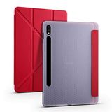 Coverzone Galaxy Tab S7 Plus 12.4 T970 İle Uyumlu Tofu Folding Kalem Tutacaklı Standlı Kılıf Kırmızı