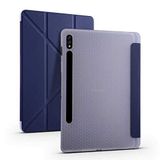 Coverzone Galaxy Tab S7 Plus 12.4 T970 İle Uyumlu Tofu Folding Kalem Tutacaklı Standlı Kılıf Lacivert