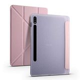 Coverzone Galaxy Tab S7 Plus 12.4 T970 İle Uyumlu Tofu Folding Kalem Tutacaklı Standlı Kılıf Rosegold