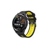 CoverZone Galaxy Watch 3 45 mm Grealish Siyah-Sarı Delikli Silikon Kordon