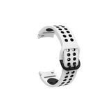 CoverZone Galaxy Watch 4 Classic Uyumlu 44 mm İki Kancalı Metal Tokalı Iridescent Beyaz Siyah Kordon