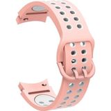 CoverZone Galaxy Watch 4 Classic Uyumlu 46 mm 2 Kancalı Metal Tokalı Iridescent Silikon Pembe Beyaz Kordon