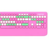 Coverzone Geezer Kablosuz Klavye Mouse Set 106 Tuşlu İngilizce Q Notebook Laptop Uyumlu Ev ve Ofis için Bilek Destekli USB Dongle ile Bağlantı G100 (Pembe)