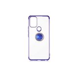 Coverzone General Mobile 21 Pro Uyumlu Kılıf Dört Köşeli Yüzük Tutuculu Şeffaf Silikon Reverse Mavi