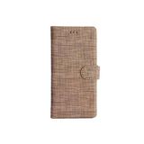 Coverzone General Mobile Gm5 Plus Standlı Kartvizitli Ve Para Gözlü Kumaş Desen Cüzdan Kılıf Gold