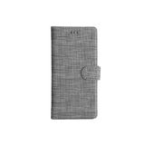 Coverzone General Mobile Gm5 Plus Standlı Kartvizitli Ve Para Gözlü Kumaş Desen Cüzdan Kılıf Gri