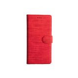 Coverzone General Mobile Gm5 Plus Standlı Kartvizitli Ve Para Gözlü Kumaş Desen Cüzdan Kılıf Kırmızı