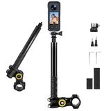 Coverzone Gidon Montajlı Görünmez Selfie Çubuğu, Insta360 X3, X2, X4, X5, ONE RS, GO 3, One X, Evo ile Uyumlu, Alüminyum Katlanabilir Çubuk, 1/4” Vidalı Bağlantı, 360° Görünmez Çekim, GD01, Siyah