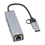 Coverzone Gigabit Type-C To Ethernet RJ45 Çift Uçlu Usb-A To RJ45 Çevirici Kablolu Internet Dönüştürücü Macbook Uyumlu Notebook Ile Uyumlu Tak Çalıştır Usb-C To Lan Adaptörü RJ45 Tip-C HC72Q