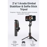 Coverzone Gimbal Selfie Stick Tripod - 2’Si 1 Arada, 700Mm Ayarlı, Titreşim Önleyici, Katlanabilir | L19