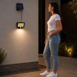 Coverzone Güneş Enerjili Sensörlü 120 LED Solar Aydınlatma Lambası Hareket Sensörlü 480 Cm Uzatma Kablosu İç ve Dış Mekan Bahçe Duvar Garaj Balkon Teras Güvenlik Aydınlatması Solar Panel SL-F120