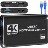 CoverZone HDMI To USB 3.0 Video Capture Kartı Ses ve Görüntü Yakalama | 4K 60FPS Görüntü Aktarma, Ekstra Güç Gerektirmez, Ps3 Ps4 Ps5 Xbox, Windows ve Os x ile Uyumlu Yayın Kayıt Cihazı, ZR1285, Siyah