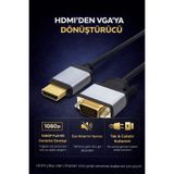 Coverzone HDMI to VGA Dönüştürücü Kablo 1080P 60Hz Full HD Monitör Projeksiyon Bağlantısı | ZR1162