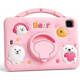 Coverzone Honor Pad X8 Pro Tablet Kılıfı, 360 Derece Döner Stand, Kawaii Askılı Tasarım, Kalem Yuvası Özellikli, Sevimli Pink-Bear Tasarımı
